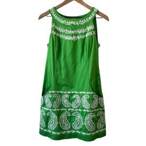 Lilly Pulitzer Womens Dress 2 Green Jacqueline Embroidered paisley print pockets